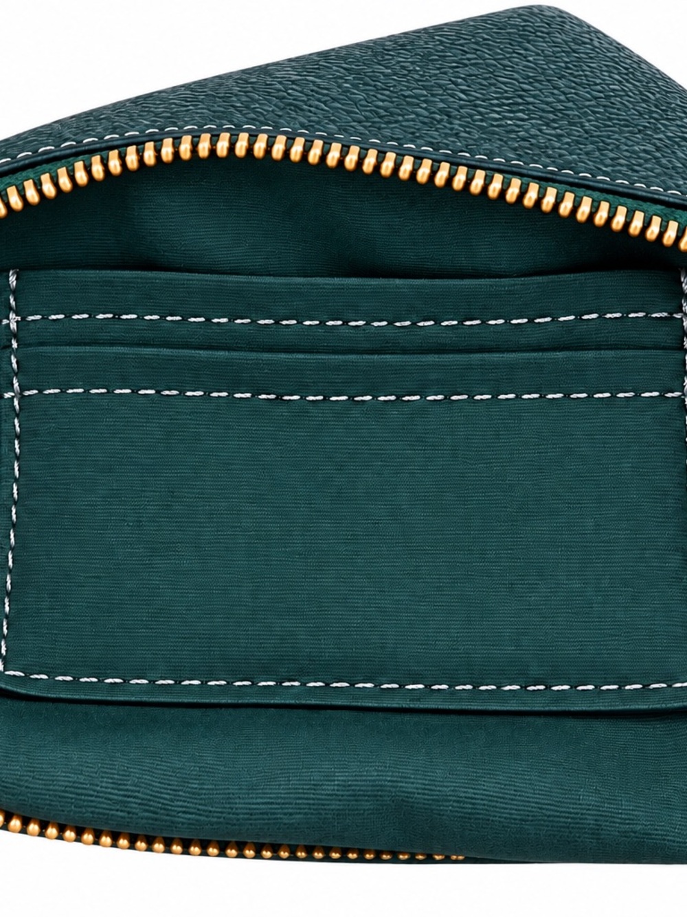 COACH Dark Green Pebbled Leather Wristlet with Gold Logo - Picture 3 of 3